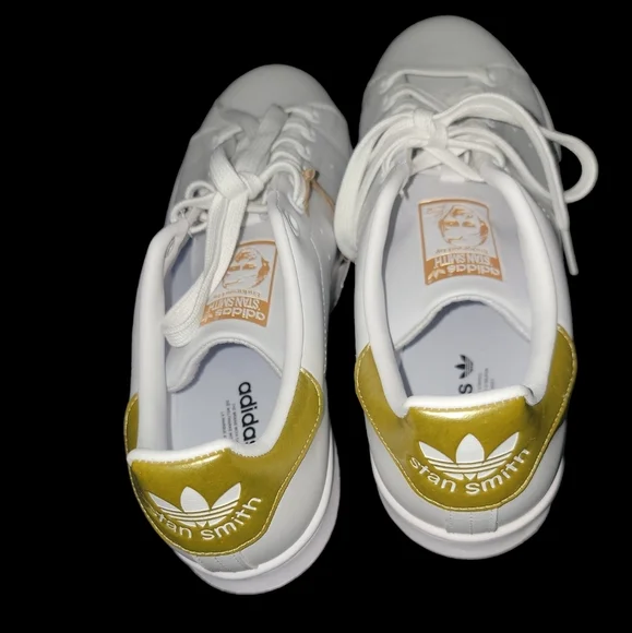 Women's White and Gold Stan Smiths - Picture 1 of 10